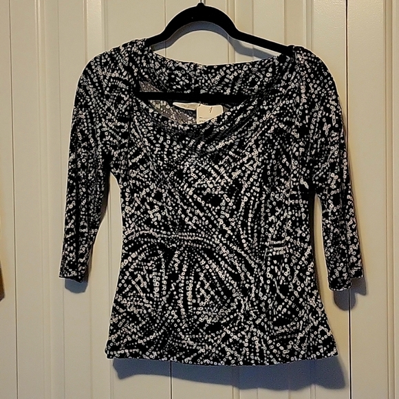 𝅺WORTHINGTON Abstract Scoop Neck Stretch Blouse Meduim Pre-owned - Picture 1 of 8